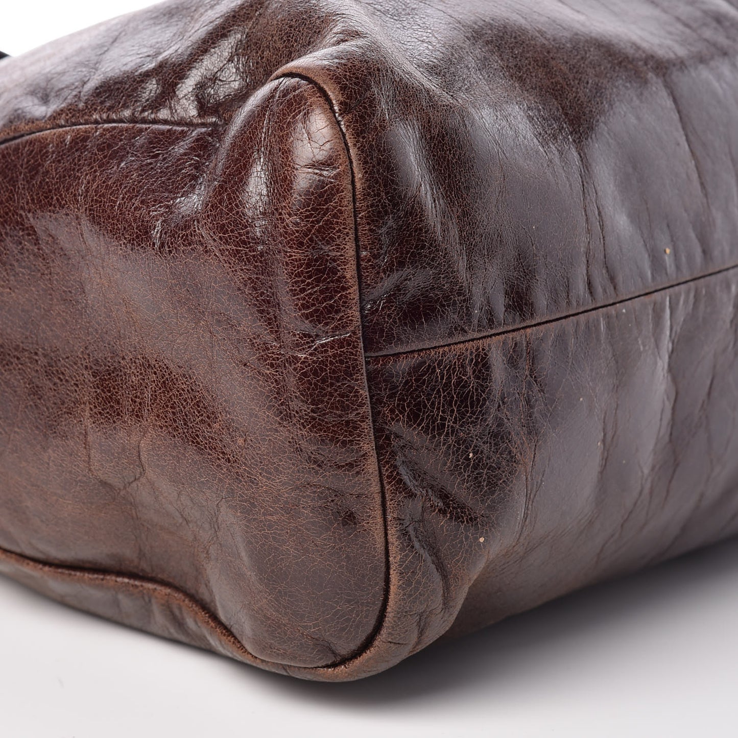 Vitello Shine Shopping Satchel Brown