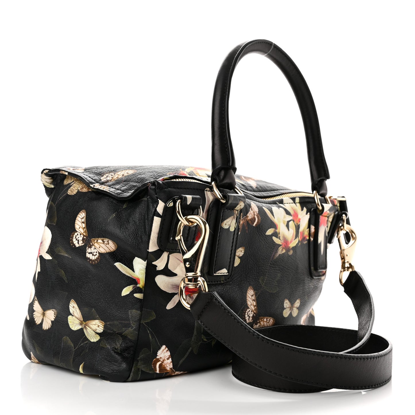 Lambskin Magnolia Print Medium Pandora Black
