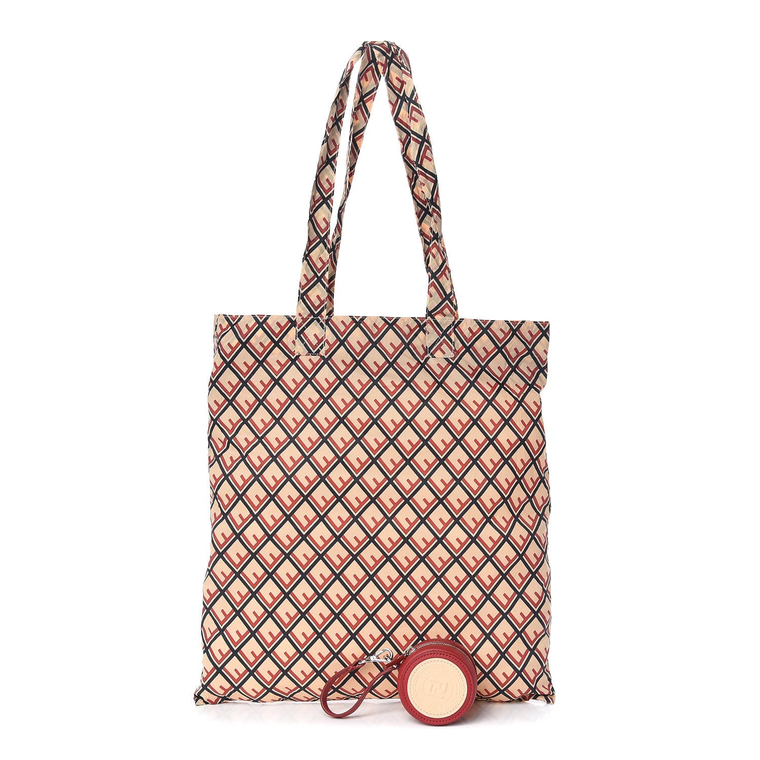 Fendi Nylon Calfskin Stamp Patch Help Bag Charm Strawberry Cream 3 of 11