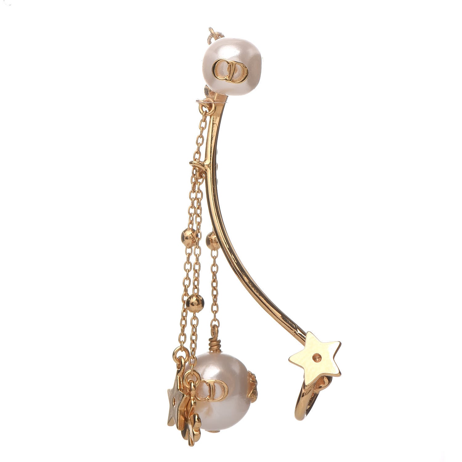 Christian Dior Pearl Shiny-D Earring Gold 1 of 7