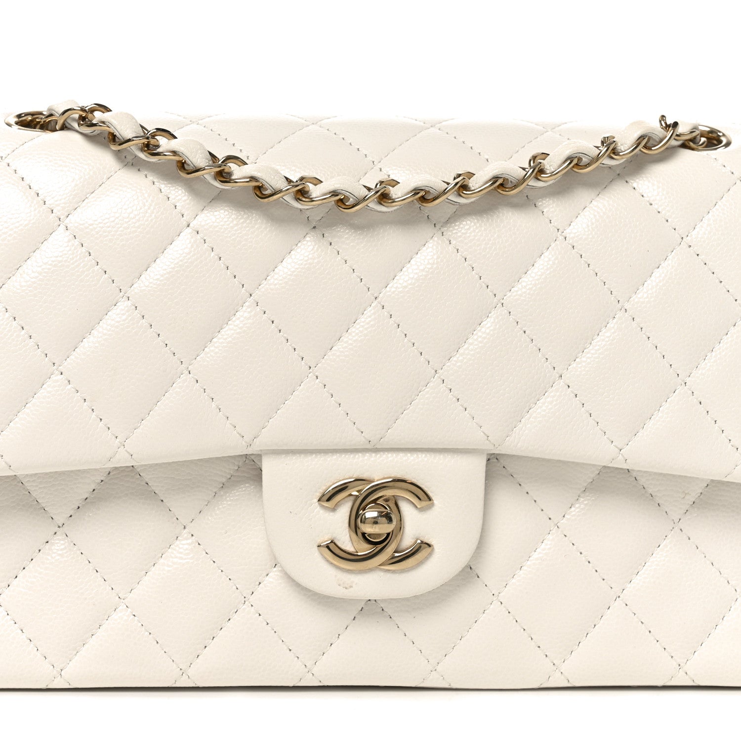 Chanel Caviar Quilted Medium Double Flap White 8 of 11