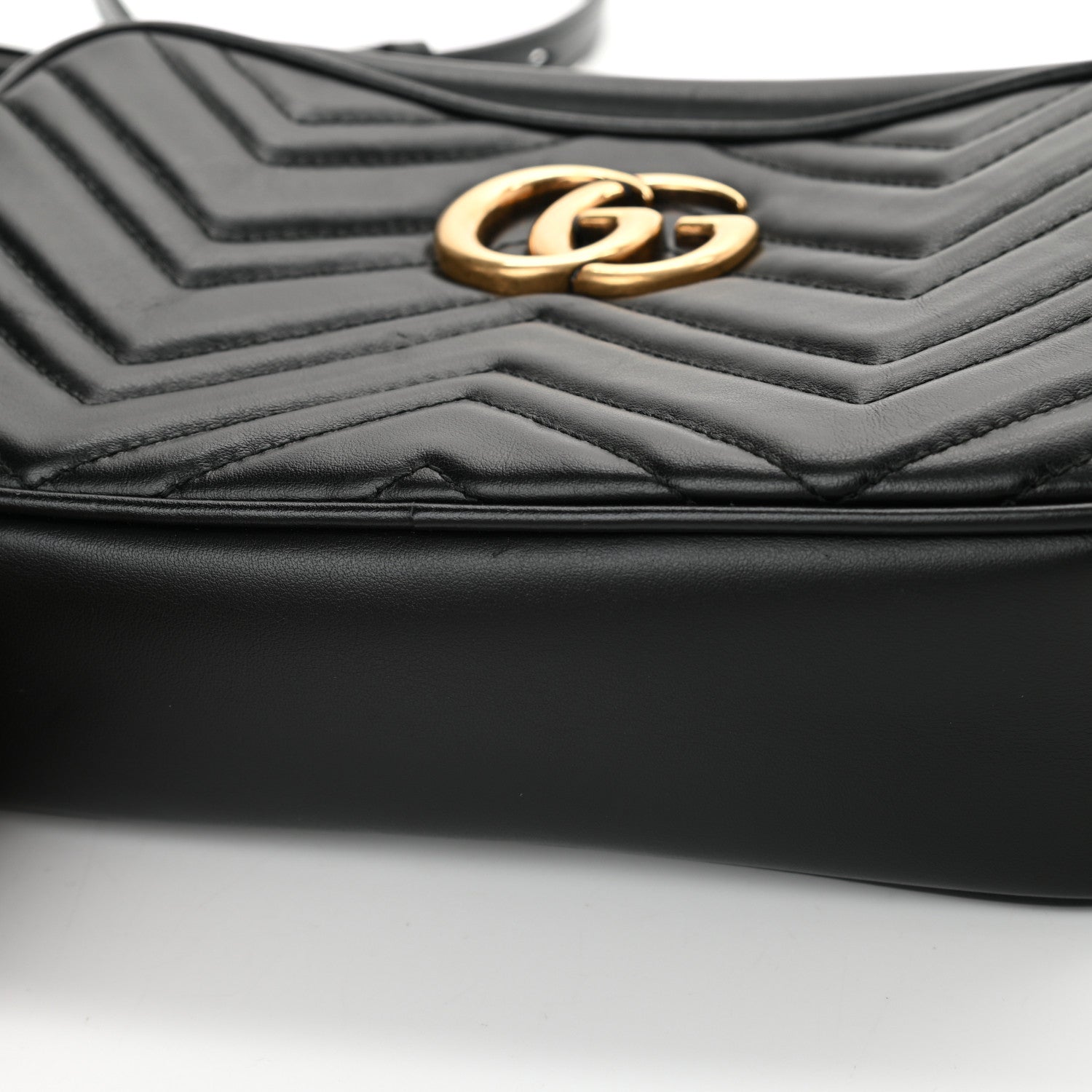Gucci Calfskin Matelasse Small GG Marmont Chain Shoulder Bag Black 12 of 13