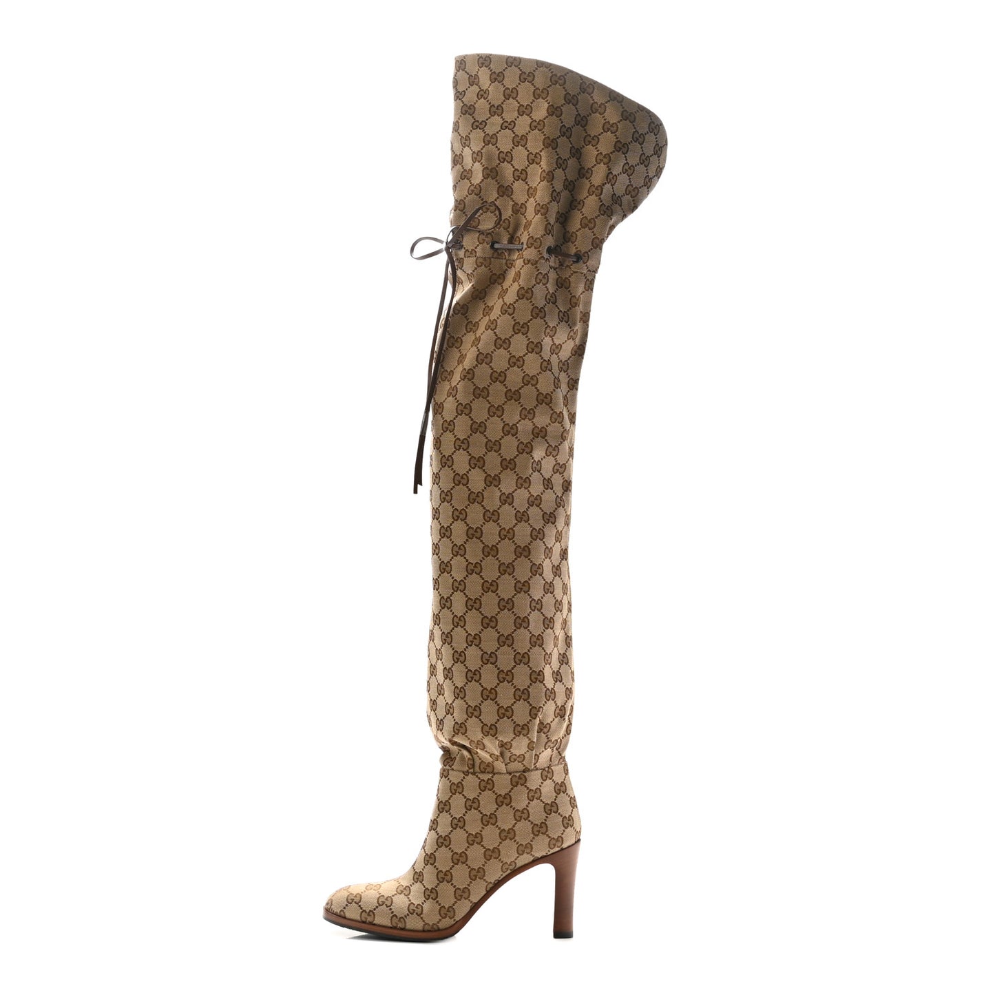 Monogram Over the Knee Boots 38.5 Beige Ebony