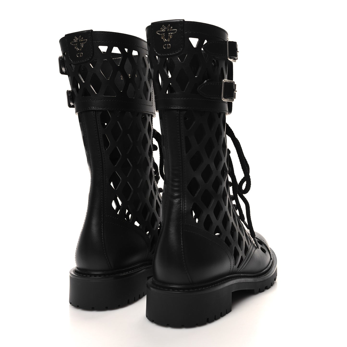 Matte Calfskin Womens D-Trap 30mm Tall Boots 36.5 Black
