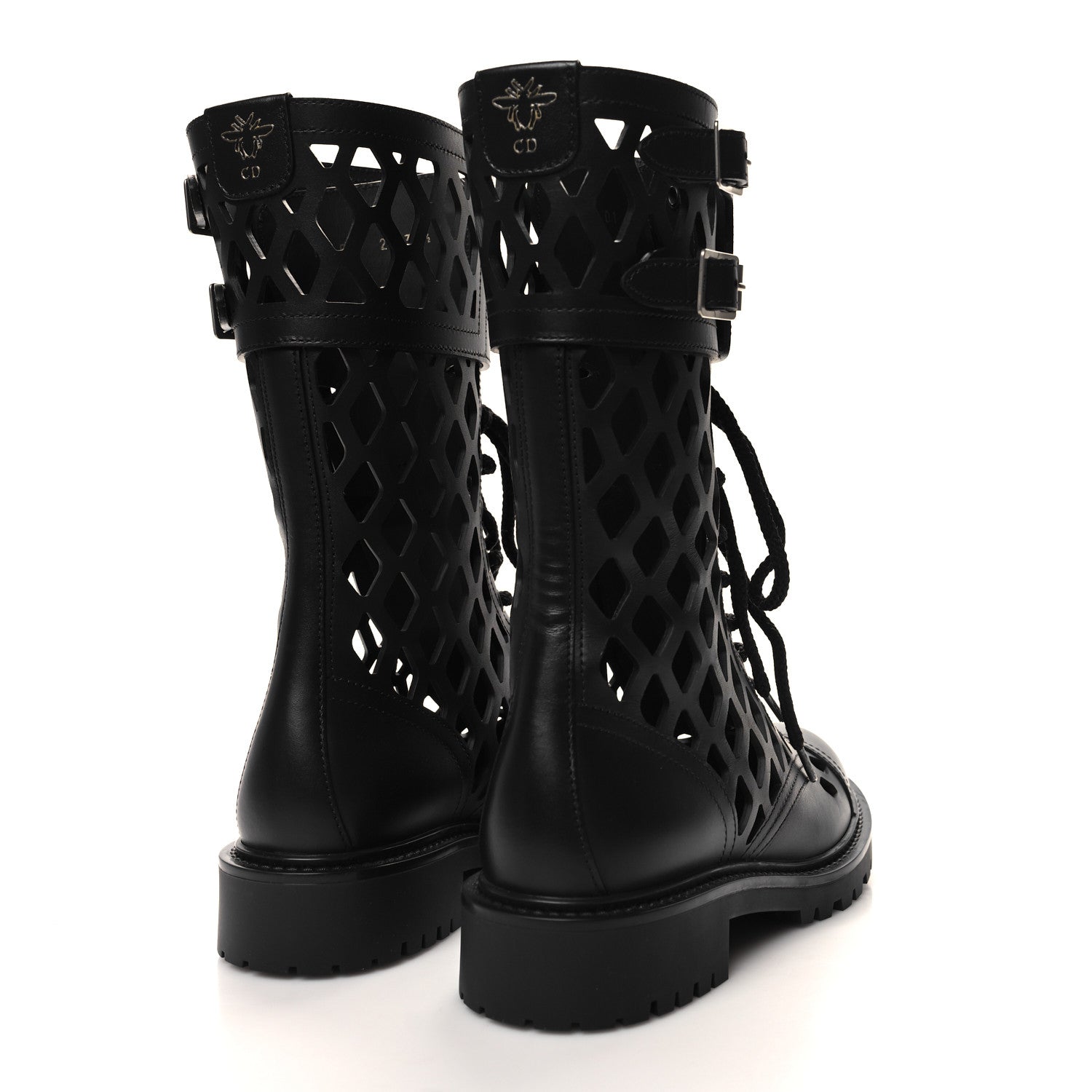 Christian Dior Matte Calfskin Womens D-Trap 30mm Tall Boots 36.5 Black 4 of 8
