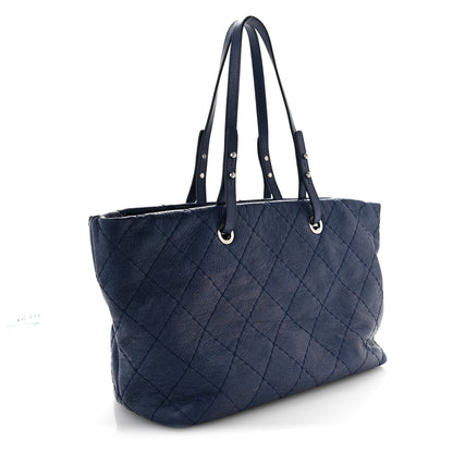 Chanel Glazed Calfskin Large On The Road Tote Dark Blue 3 of 13