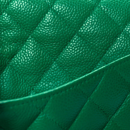 Chanel Caviar Quilted Medium Double Flap Green 11 of 13