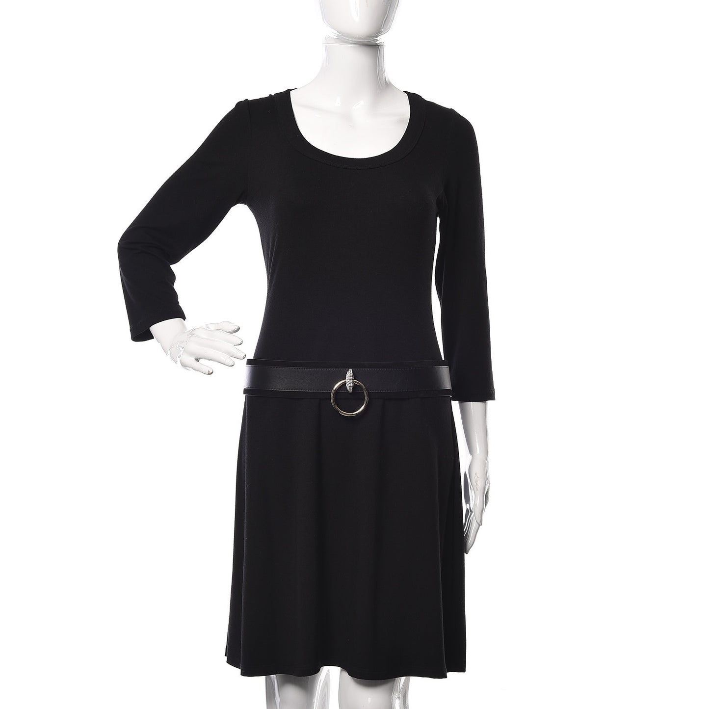 Lambskin Suede Crystal Ring CC Belt 90 36 Black