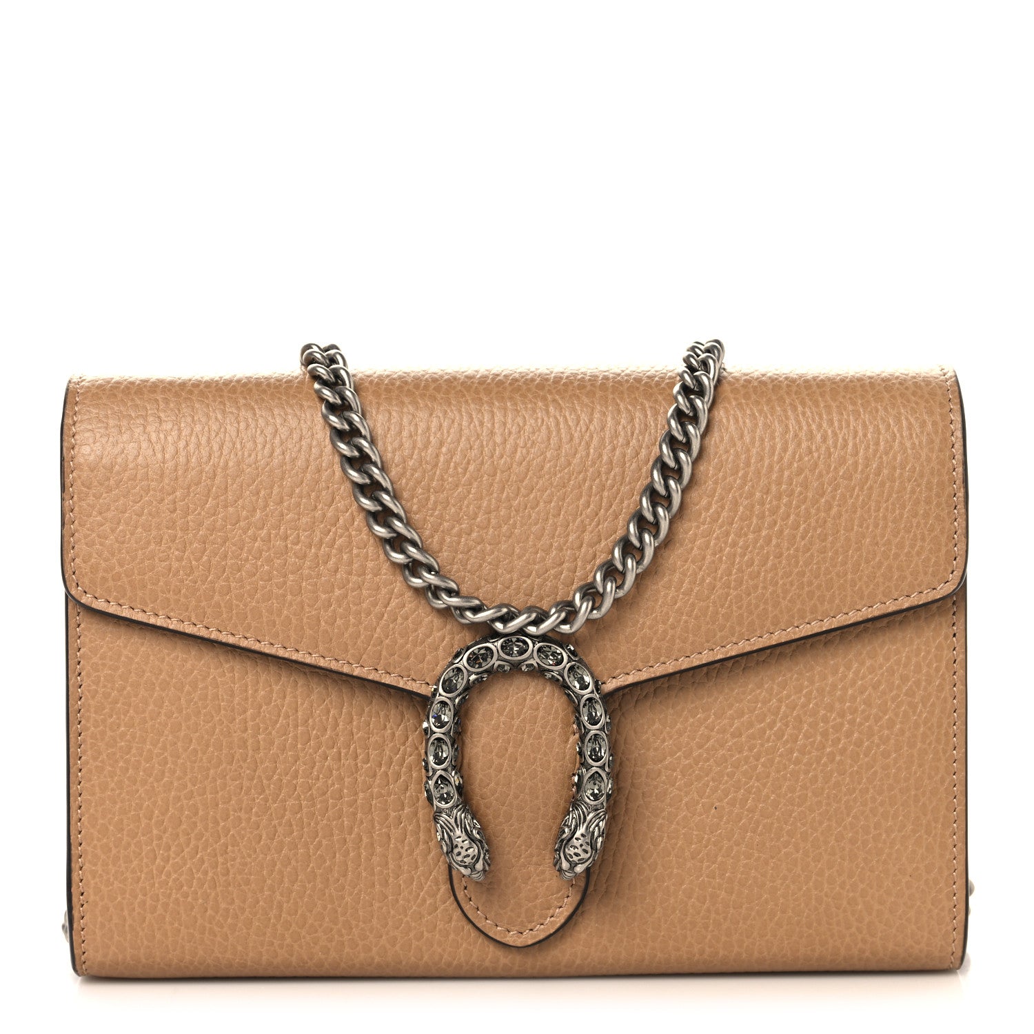 Gucci Dollar Calfskin Crystal Mini Dionysus Chain Wallet Natural Tan Black Diamond 1 of 11