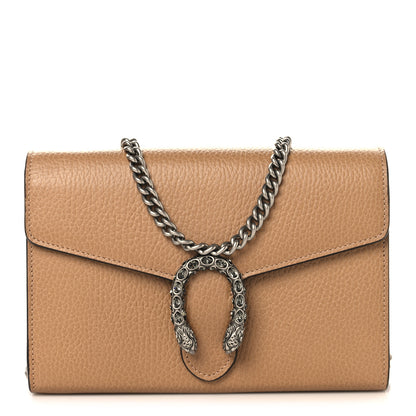 Gucci Dollar Calfskin Crystal Mini Dionysus Chain Wallet Natural Tan Black Diamond 1 of 11