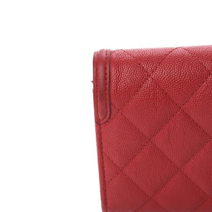 Chanel Caviar Quilted Large Filigree Gusset Flap Wallet Red 11 of 12
