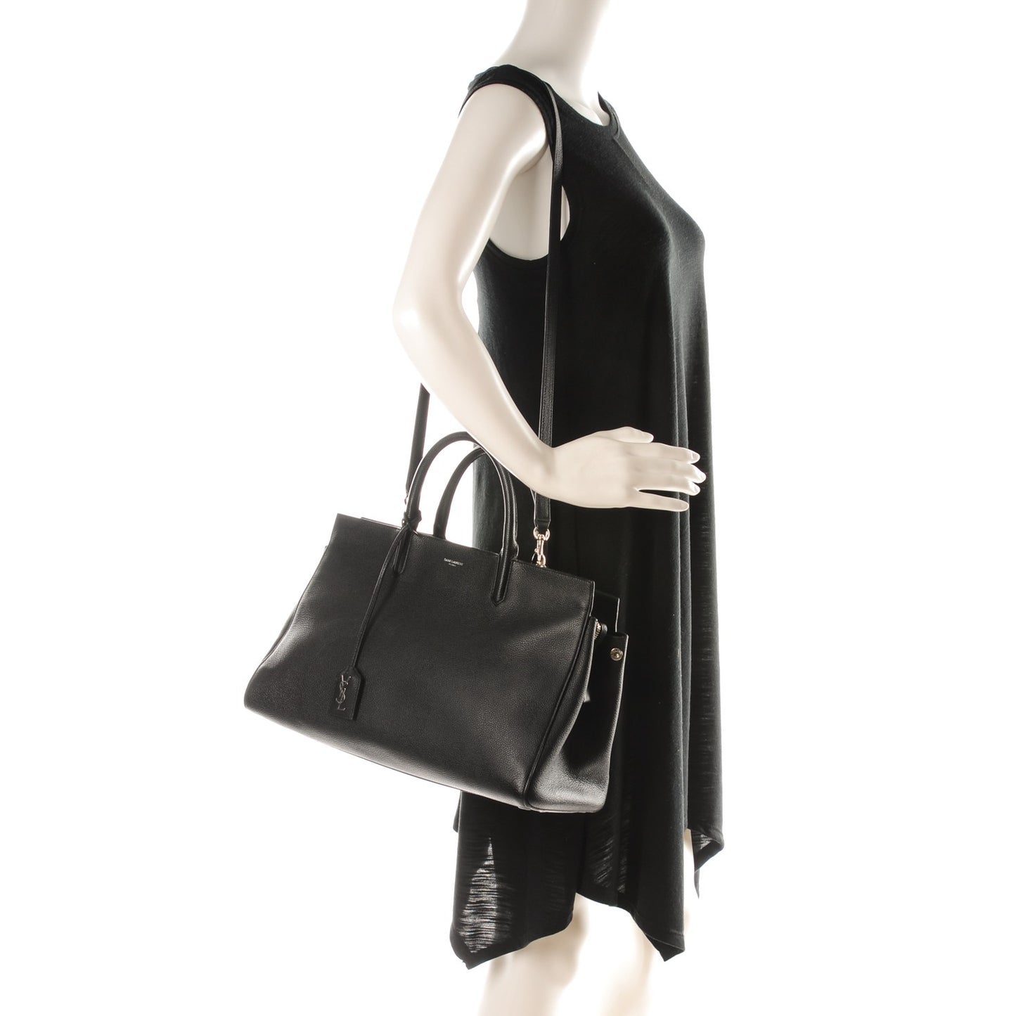 Grained Calfskin Medium Cabas Rive Gauche Black