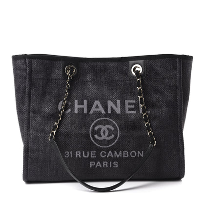 Chanel Woven Straw Raffia Small Deauville Tote Black 1 of 11