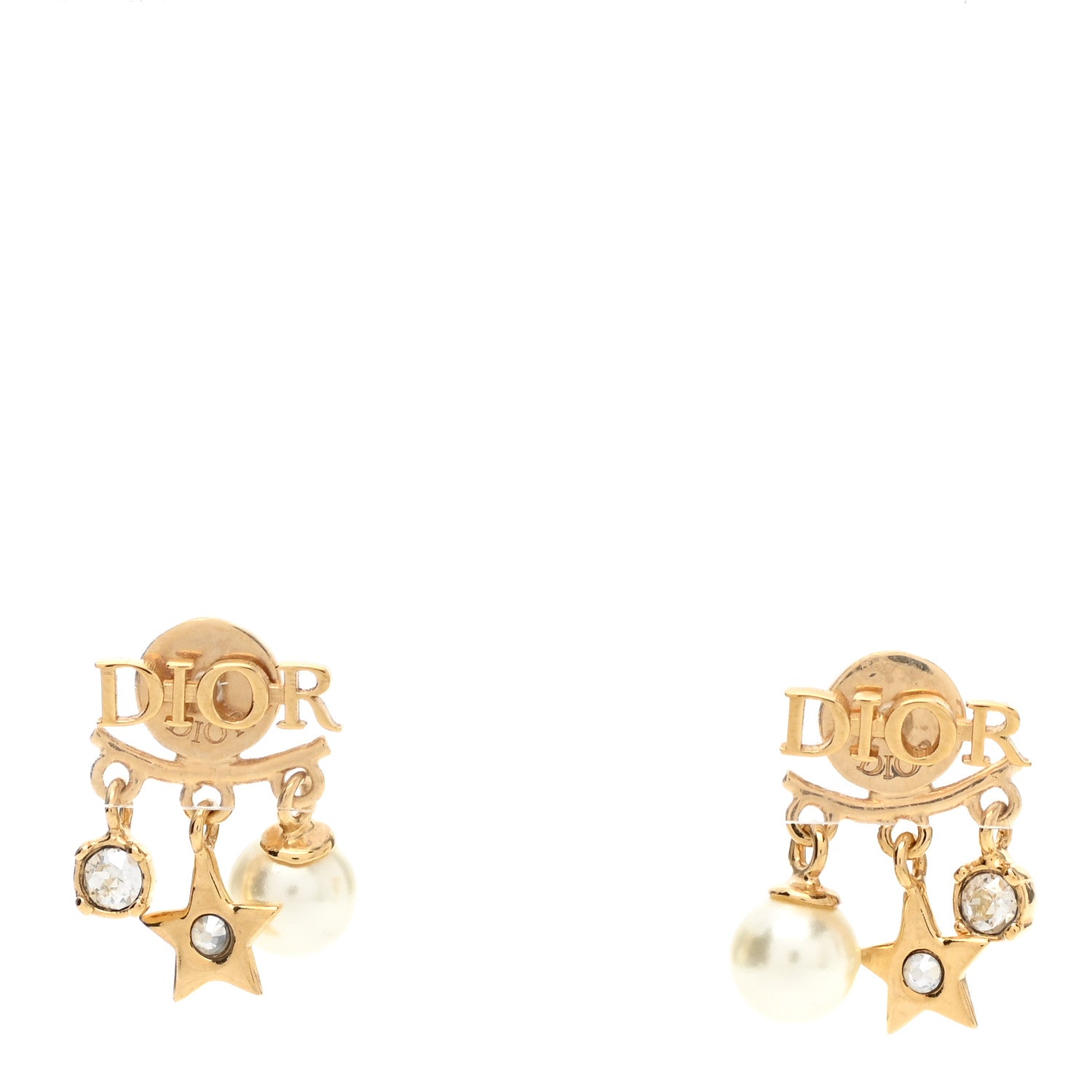 Christian Dior Pearl Crystal Dio(r)evolution Earrings Aged Gold 1 of 4