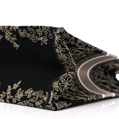 Christian Dior Canvas Embroidered Large Ornamental Cornely Book Tote Black Beige 8 of 10