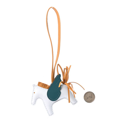 Hermes Milo Lambskin Grigri Rodeo Pegase Horse Bag Charm PM Bleu Brume Sesame Vert Bosphore 2 of 4