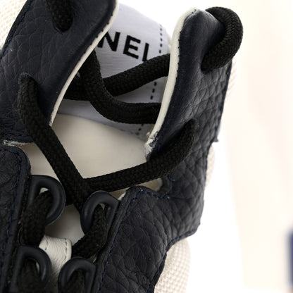 Chanel Suede Fabric Grained Calfskin Womens CC High Top Sneakers 37 White Navy 20 of 21