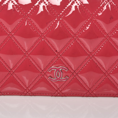 Chanel Patent Calfskin Quilted Double Stitch Yen Wallet Pink 10 of 12