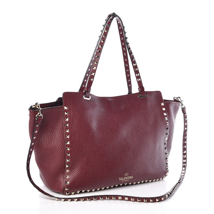 Valentino Garavani Pebbled Calfskin Medium Rockstud Tote Cremisi 3 of 10