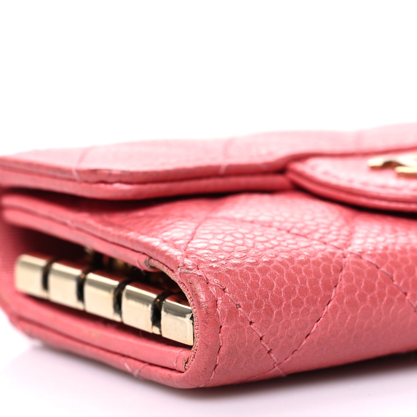 Caviar Quilted Classic 4 Key Holder Wallet Pink