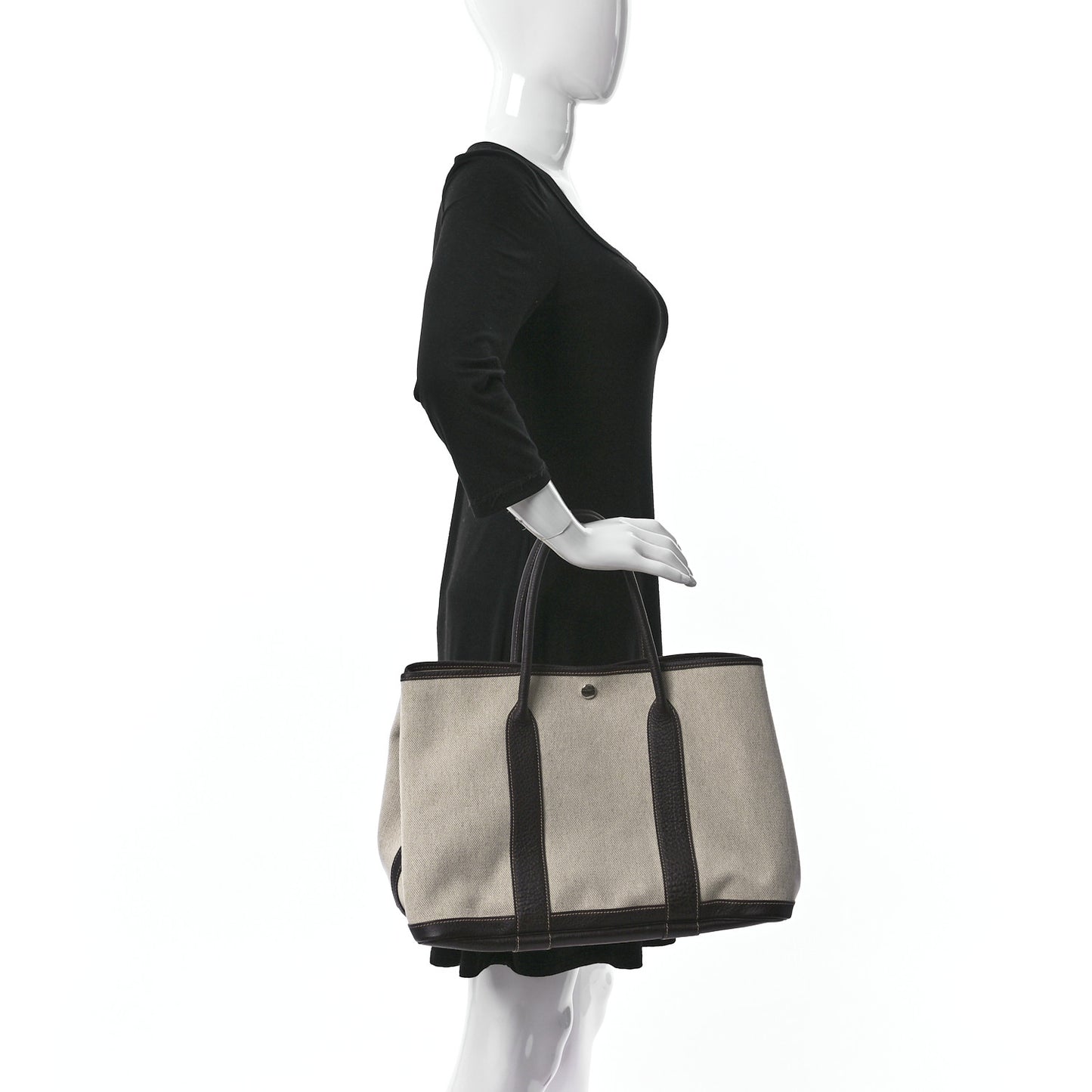 Buffle Sindhu Toile Garden Party 36 MM Tote Marron Fonce