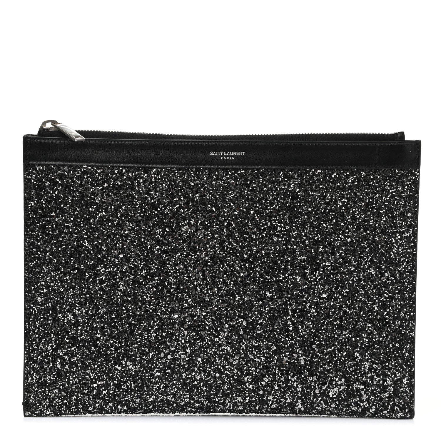 Saint Laurent Calfskin Glitter Zipped Tablet Holder Black 1 of 6