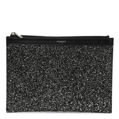 Saint Laurent Calfskin Glitter Zipped Tablet Holder Black 1 of 6
