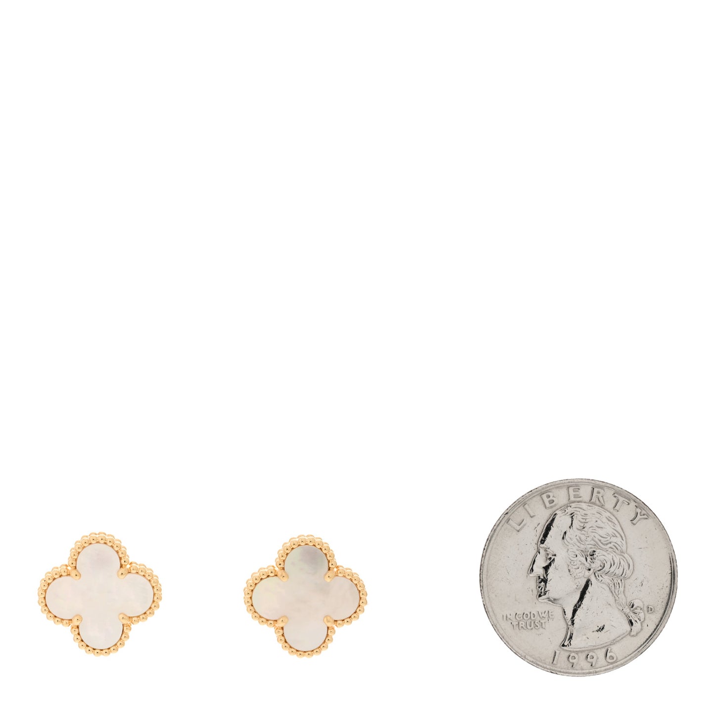 18K Yellow Gold Mother of Pearl Vintage Alhambra Earrings