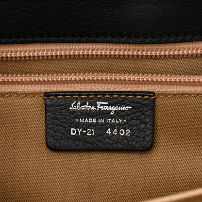 Salvatore Ferragamo Calfskin Gancini Top Handle Satchel Black 6 of 10