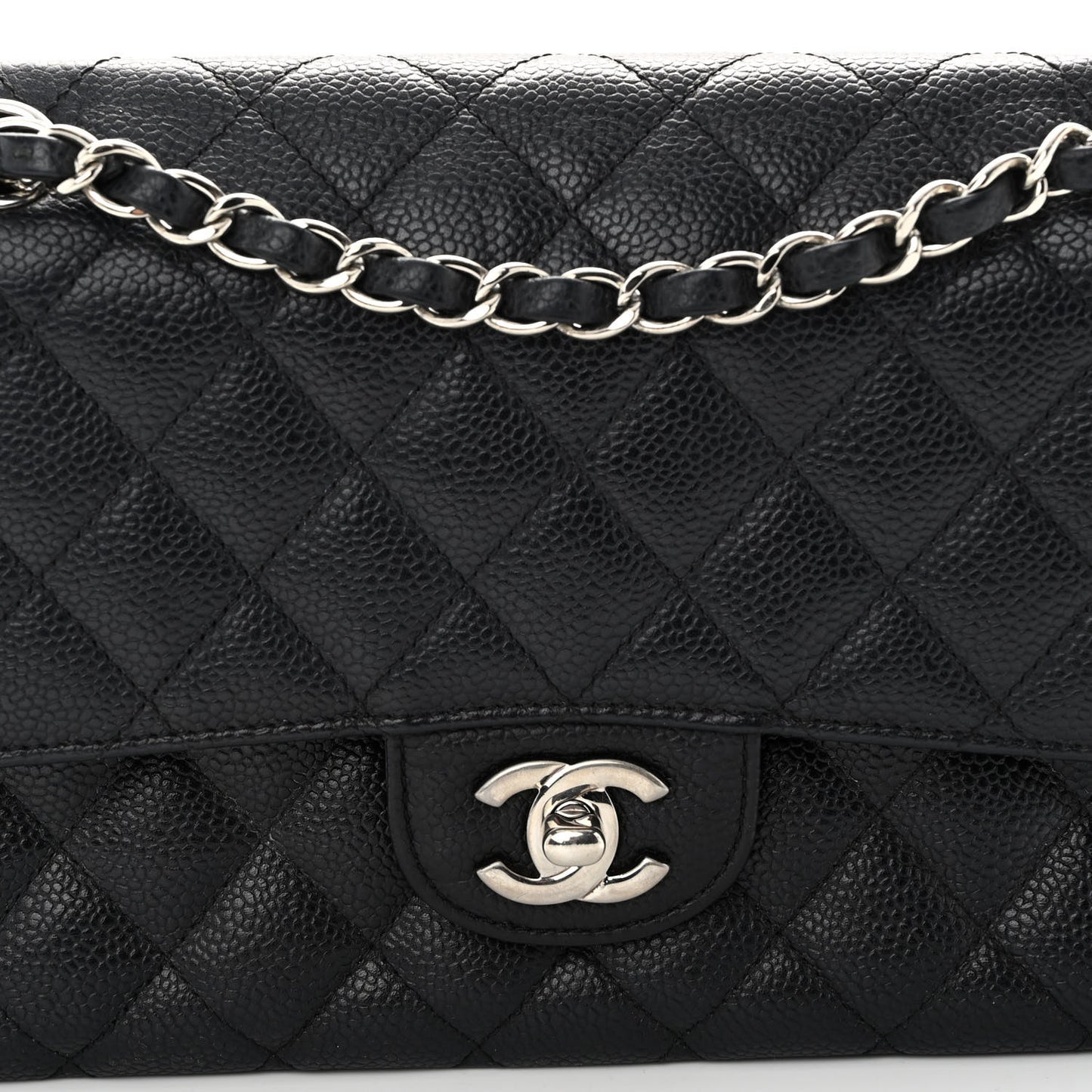 Caviar Quilted Medium Double Flap Black