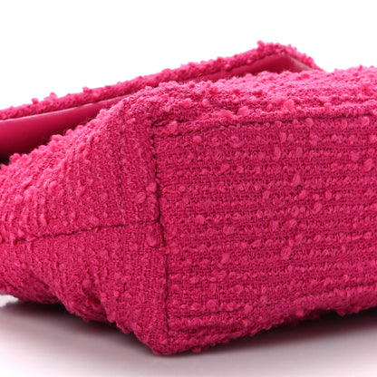 Saint Laurent Boucle Tweed Quilted Toy Loulou Puffer Monogram Chain Satchel Magenta 8 of 9