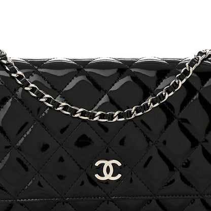 Chanel Patent Quilted Wallet On Chain WOC Black 9 of 12