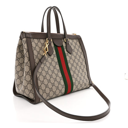 Gucci GG Supreme Monogram Web Medium Ophidia Tote Bag Brown 3 of 11
