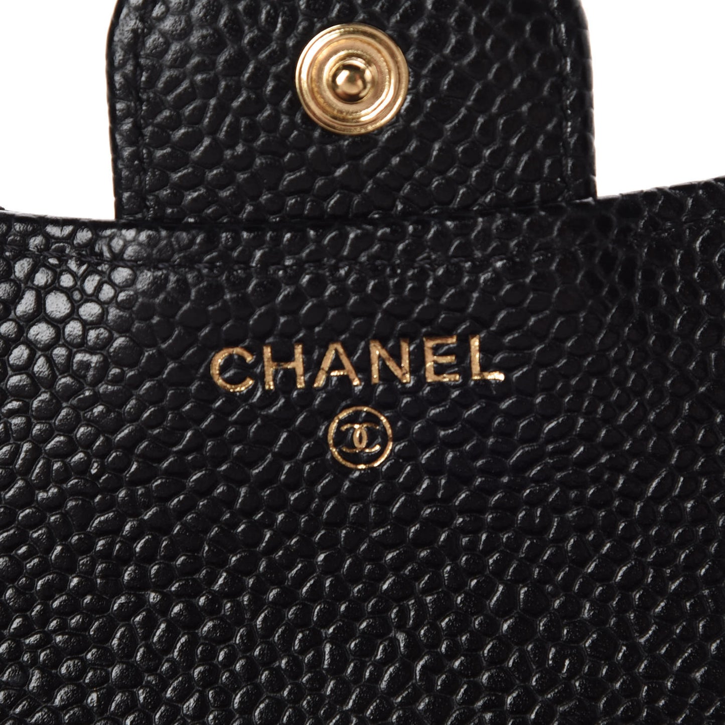 Caviar Quilted Compact Flap Wallet Black