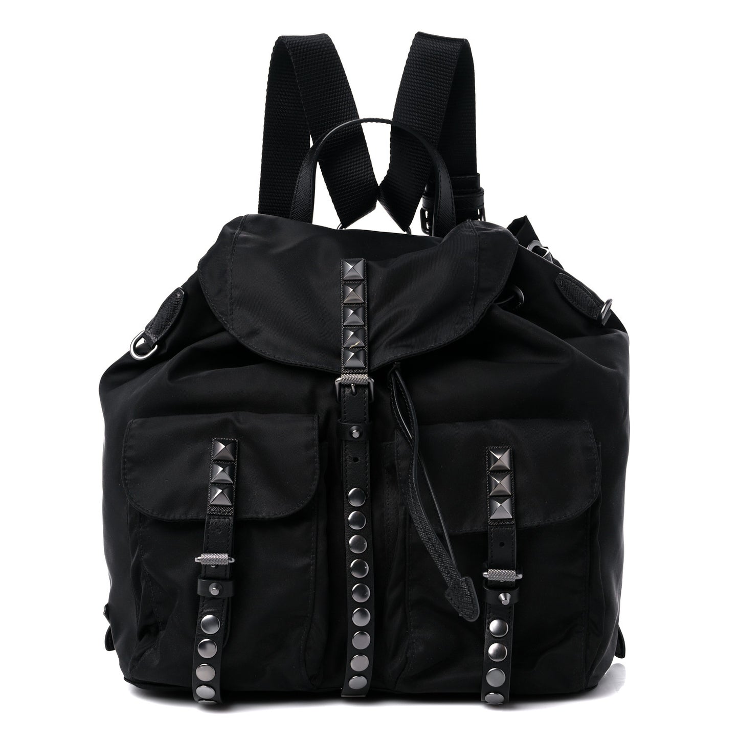 Nylon New Vela Studded Backpack Black