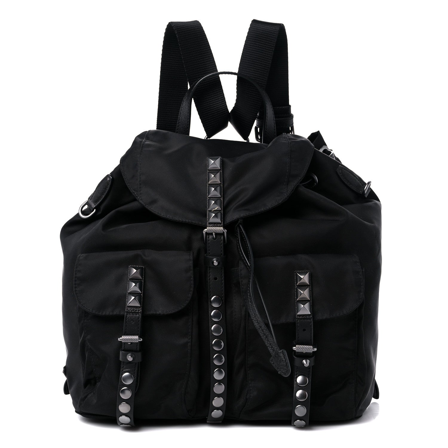 Prada Nylon New Vela Studded Backpack Black 1 of 9