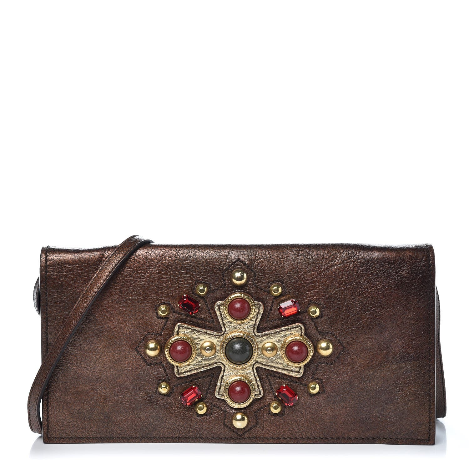 Saint Laurent Metallic Calfskin Byzance Flap Bronze 1 of 10