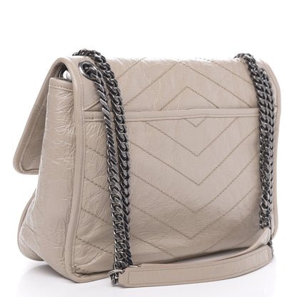Saint Laurent Crinkled Calfskin Matelasse Monogram Medium Niki Chain Satchel Light Natural 3 of 13