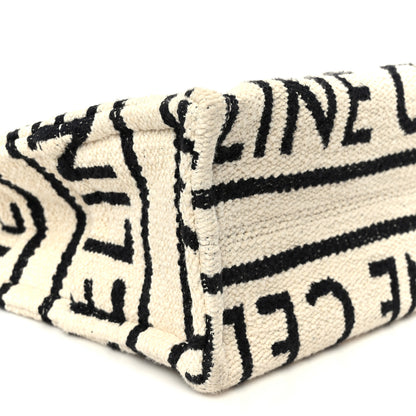 Celine Canvas Small All Over Cabas Thais White Black 9 of 10