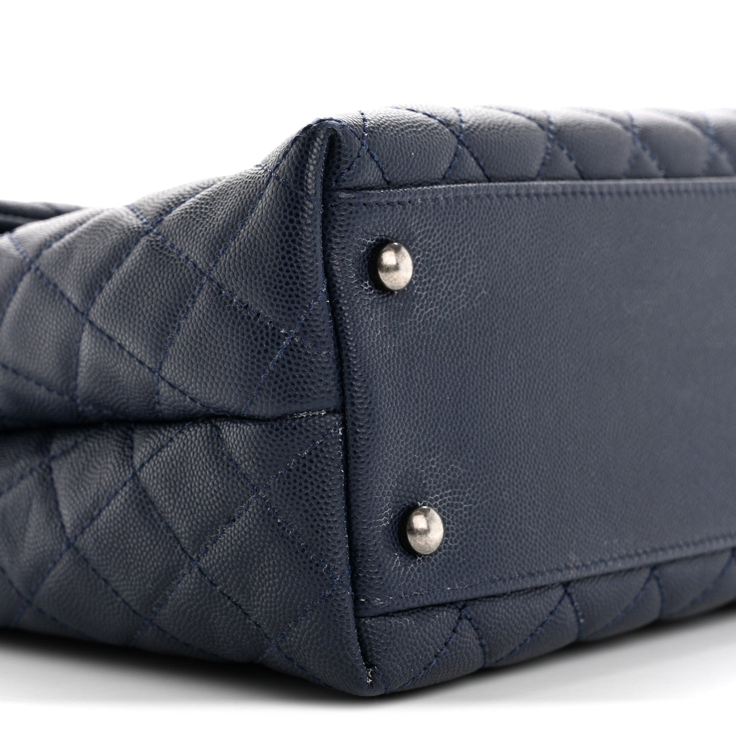 Chanel Caviar Lizard Quilted Large Coco Handle Flap Blue 9 of 17