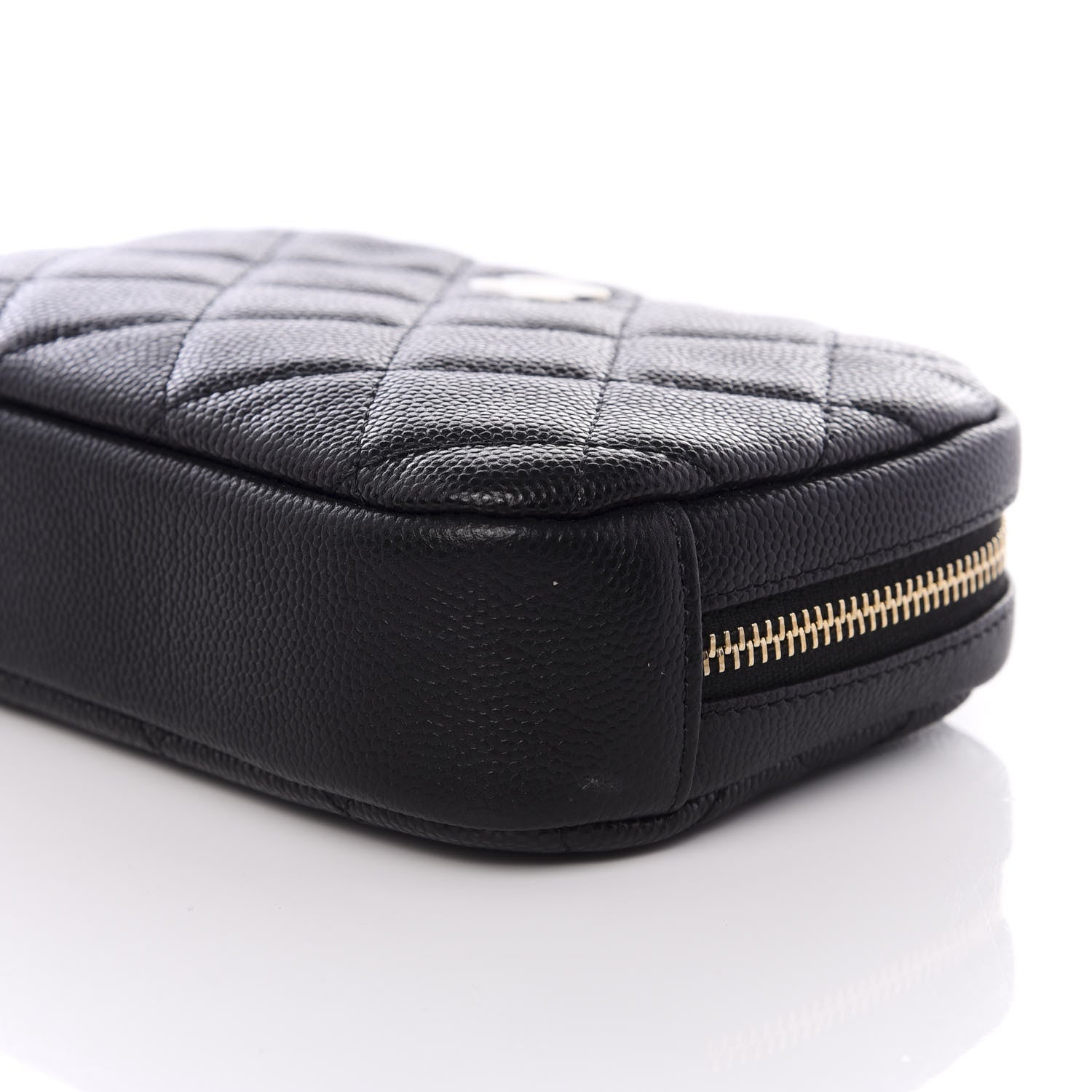 Chanel Caviar Quilted Small Curvy Pouch Cosmetic Case Black 7 of 9