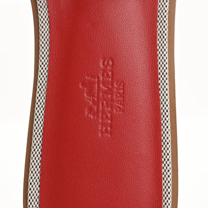 Hermes Canvas Calfskin Oran Sandals 36 Prunoir Rouge A Levre 7 of 10