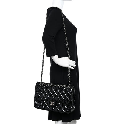 Chanel Patent Quilted Jumbo Double Flap Black 2 of 12