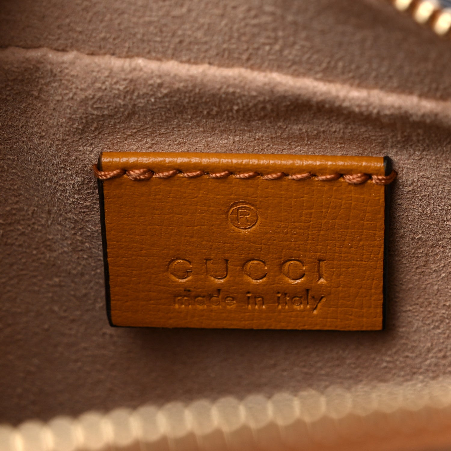 Gucci GG Supreme Monogram Textured Calfskin Retro Interlocking G Travel Pouch Beige Yellow 6 of 10