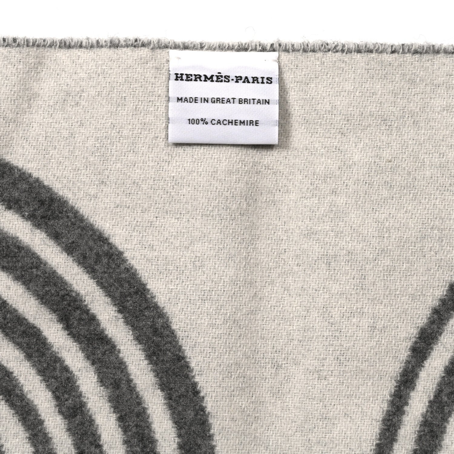 Hermes Cashmere Casaque Vague Muffler Gris Flanelle Ivoire 3 of 4