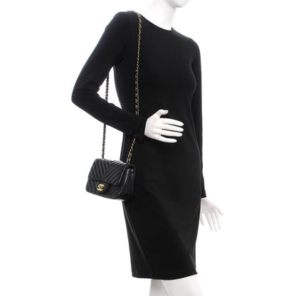 Chanel Lambskin Chevron Quilted Mini Square Flap Black 2 of 15