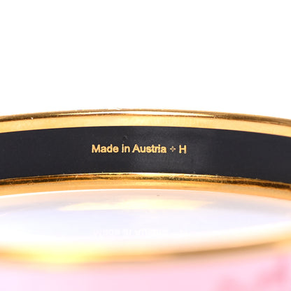 Hermes Enamel Printed Caleche Narrow Bracelet 70 Rose Dragee 4 of 5