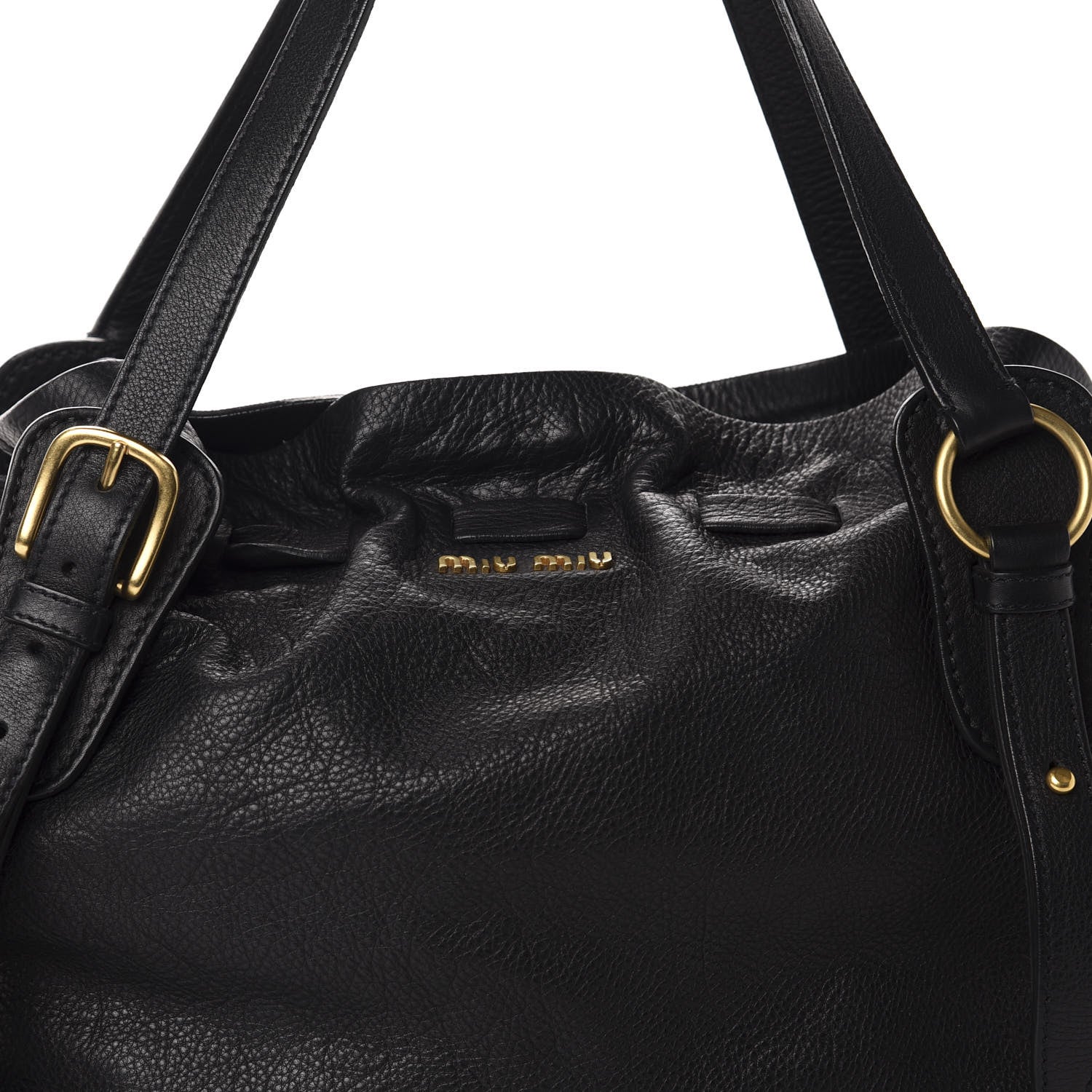 Miu Miu Vitello Drawstring Bow Satchel Black 11 of 11