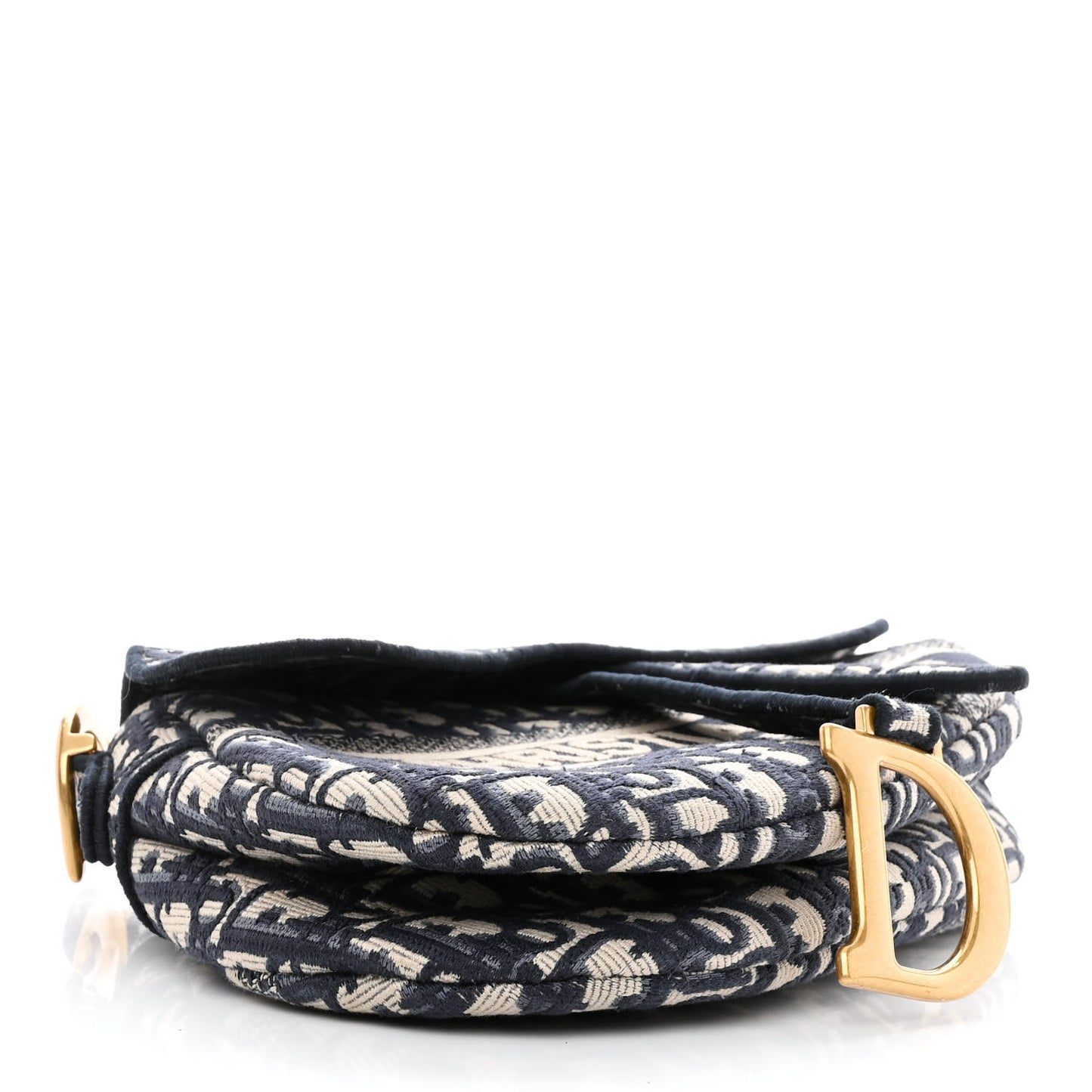 Oblique Embroidered Saddle Bag Blue