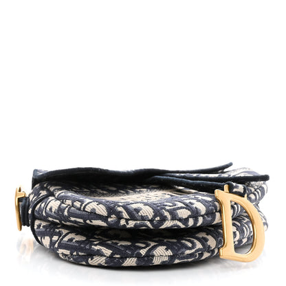 Christian Dior Oblique Embroidered Saddle Bag Blue 4 of 9